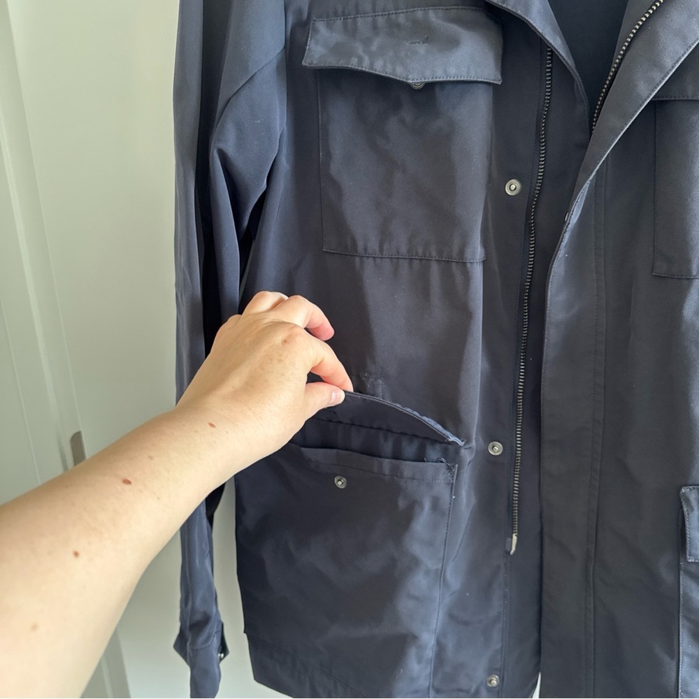 ARMANI COLLEZIONI MEN'S NAVY BLUE WATER REPELLENT RAIN COAT  WINDBREAKER SIZE 50 - Picture 5 of 10